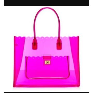 NWT JUICY COUTURE Silverlake Clear Beach Summer Tote Bag Handbag Neon Hot Pink