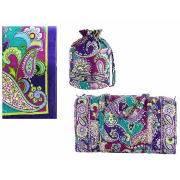 NWT VERA BRADLEY &#034;HEATHER&#034; SMALL DUFFEL, DITTY BAG &amp; MATCHING BEACH TOWEL