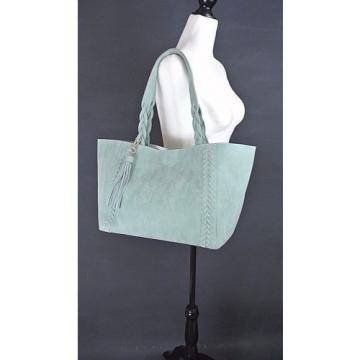 VEGAN Tote Hand Bag Turquoise Blue Large w/Tassel Summer Beach Casual Everyday