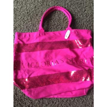 Victorias Secret Tote Overnight Bag Hot Pink Zipper Top Beach NWT Sparkle