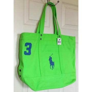 NWT Polo Ralph Lauren BIG PONY Tote LIME GREEN BEACH Travel BAG ShipsN24H Summer