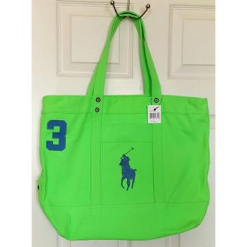 NWT Polo Ralph Lauren BIG PONY Tote LIME GREEN BEACH Travel BAG ShipsN24H Summer