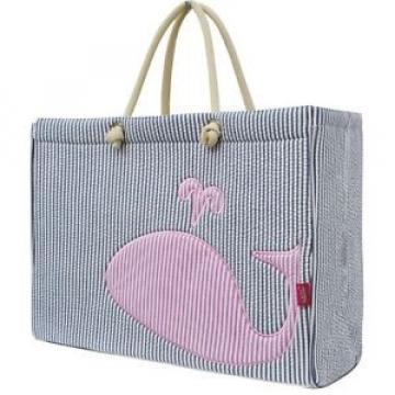 N.GIL Large Seersucker Tote Bag/Beach Bag (w/ Whale Design)