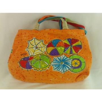 Sally Huss Canvas Beach Umbrella Design Tropical Bag Purse  A Rainbow For Life