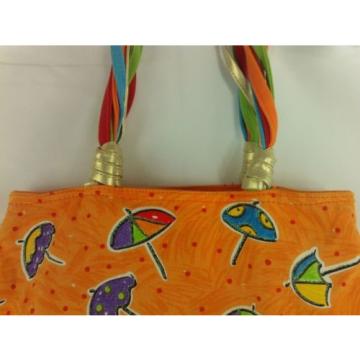 Sally Huss Canvas Beach Umbrella Design Tropical Bag Purse  A Rainbow For Life