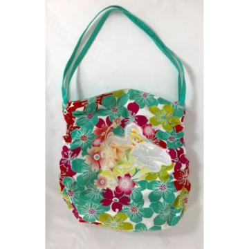 Tinker Bell Disney Floral Accent Canvas Shoulder Messenger Beach Tote Bag