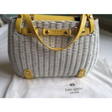 Kate Spade Yellow and White Wicker Woven Basket Bag Summer or Beach