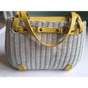 Kate Spade Yellow and White Wicker Woven Basket Bag Summer or Beach