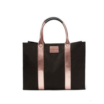 NWT Victoria&#039;s Secret Beach Weekender Getaway Travel Tote Bag Black Gold