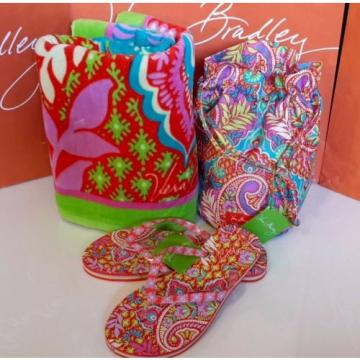 VERA BRADLEY ~~Paisley in Paradise~~ Beach / Pool Set  Towel, Flip-Flops, &amp; Bag