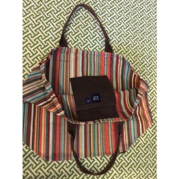 Gap Multicolor Italian Beach Stripe Canvas Bucket Tote Bag