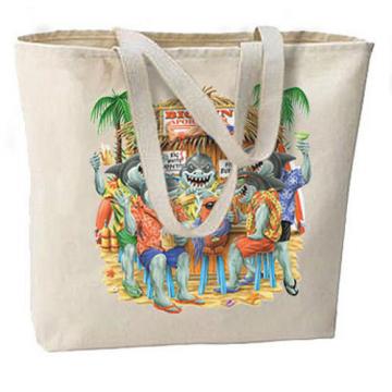 Big Fins Sharks Sports Bar New Large Canvas Cotton Beach Tote Bag