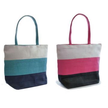 Wide Stripe Design Shoulder / Beach / Shopping Bag with Lining