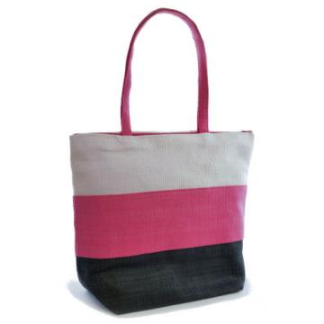 Wide Stripe Design Shoulder / Beach / Shopping Bag with Lining