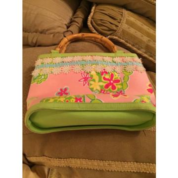 Authentic Lilly Pulitzer Muscle Beach Crab Bamboo Handle Vintage Purse Bag