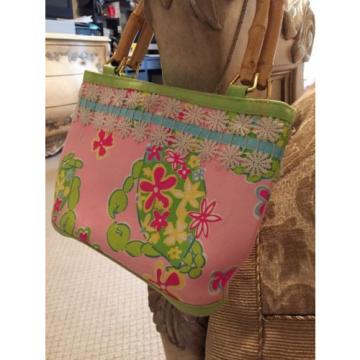 Authentic Lilly Pulitzer Muscle Beach Crab Bamboo Handle Vintage Purse Bag