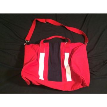 TOMMY HILFIGER DUFFEL BAG BEACH BAG RED BLUE WHITE 1985 FLAG SHOULDER STRAP