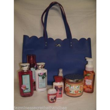 Bath &amp; Body Works Main Street Garden Tote Bag Blue/Pink Beach  w 8 New Full Item