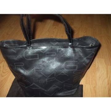 Via Spiga black leather patent leather tote shopper book bag shoulder bag beach