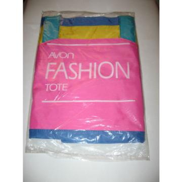 AVON Fashion Vinyl Large Bright Multi Colored Blue Yellow Beach Tote Bag NEW