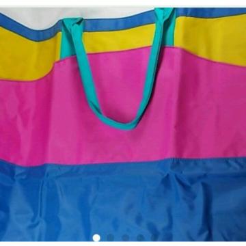 AVON Fashion Vinyl Large Bright Multi Colored Blue Yellow Beach Tote Bag NEW