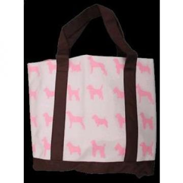 Canvas Bag Pink Dog Print Beach Tote Shopping Bag