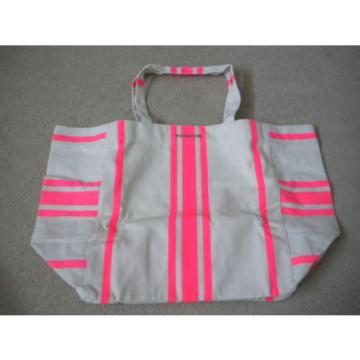 Victoria&#039;s Secret  summer beach bag tote Canvas and pink stripes new in bag