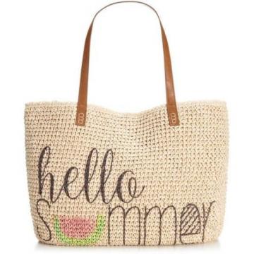 Style &amp; Co. Straw Beach Shoulder Bag Purse Tote HELLO SUMMER CUTE