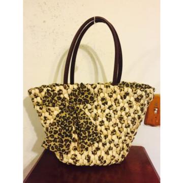 Leopard Bow Beach Tote Bag Basket Material