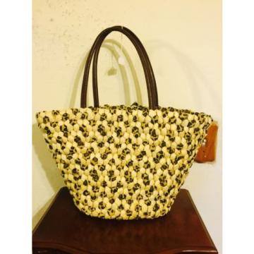 Leopard Bow Beach Tote Bag Basket Material