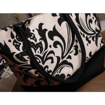 BEACH BAG FOR WOMEN OR CARRY ALL NEW BLACK AND WHITE DESIGN WITH TIE CLOSURE