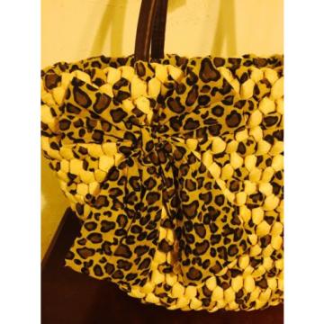 Leopard Bow Beach Tote Bag Basket Material