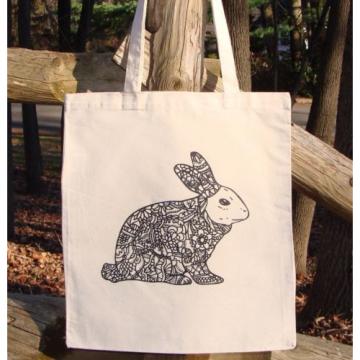 Bunny Fashion Women Canvas Natural Shoulder Bag Beach Tote Zendoodle Coloring