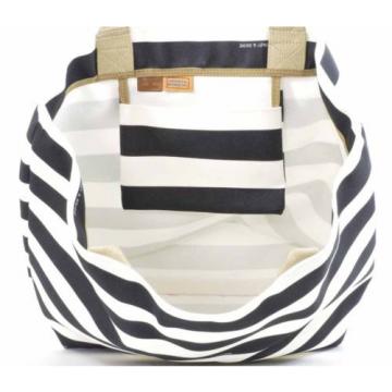 Dooney &amp; Bourke Large Rugby Striped Everyday Tote Beach Bag Black HG011 NEW $198