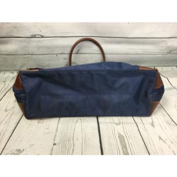 Von Maur Large Waterproof Tote Beach Bag Weekender Travel Carry-On Navy/Brown