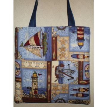 Sailboat Tote Bag Nautical Anchor Lighthouse Beach Ocean Handmade Purse Purse