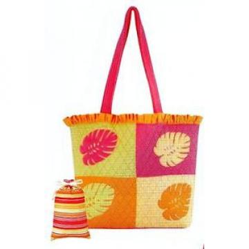 Tropical Palm Leaf Pink Beach Tote Bag Set