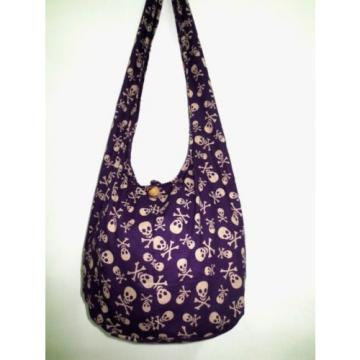 BAG SLING SHOULDER ADVENTURE BEACH HOBO HIPPIE SKULL GHOST TRIP PURPLE TRAVEL