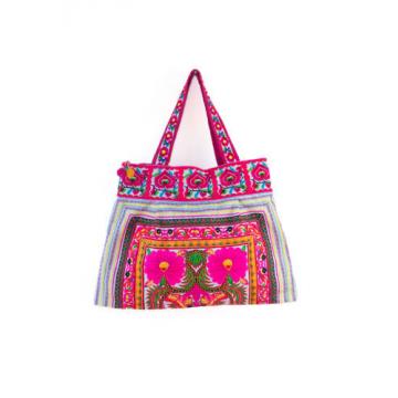 Flower Hmong Embroidered Beach Bohemian Tote Bag Handmade Handbags from Thailand