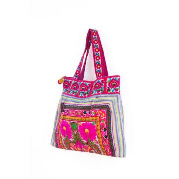 Flower Hmong Embroidered Beach Bohemian Tote Bag Handmade Handbags from Thailand