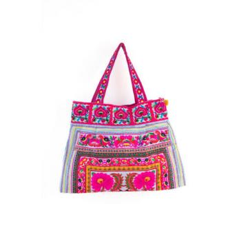 Flower Hmong Embroidered Beach Bohemian Tote Bag Handmade Handbags from Thailand