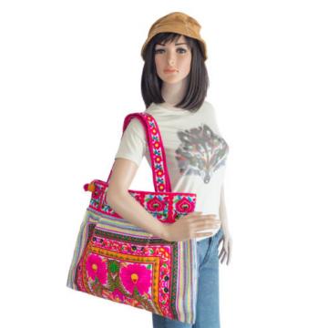 Flower Hmong Embroidered Beach Bohemian Tote Bag Handmade Handbags from Thailand