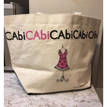 CAbi Large Logo Canvas Tote Beach Bag Purse Cream Off-white Ivory 100% Cotton