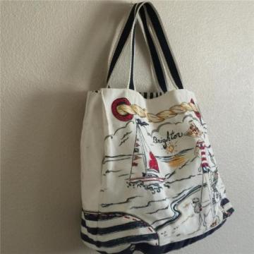 BRIGHTON Boardwalk Canvas Beach Bag Large Tote Beachy Keen 16&#034;Lx13.5&#034;H