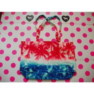 NWT VICTORIA&#039;S SECRET PINK Beach Tote Bag Americana Palm 4TH Of July Mint