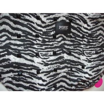 NWT VICTORIA&#039;S SECRET PINK Beach Large Zip Top Tote Bag Bling Zebra Neon Melon