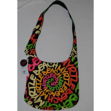 Robin Ruth Myrtle Beach Cross-body Shoulder Sling Tote Bag Neon Rainbow Spiral