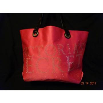 Victoria Secret Large Tote Bag / Beach Bag Hot Pink w/ Rhinestone