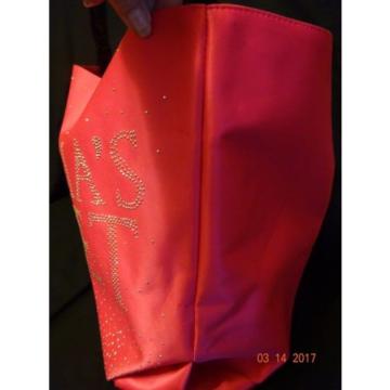 Victoria Secret Large Tote Bag / Beach Bag Hot Pink w/ Rhinestone