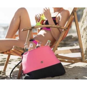 New! Victoria&#039;s Secret Beach Insulated Neoprene Cooler Tote Bag Pink/Black NWT